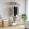 vidaXL Clothes Rack with Shelves 80x40x175cm Bamboo, Clothes Rack with Shelf, Bamboo Clothes Hanger, Coat Rack with Hook - 2 of 4