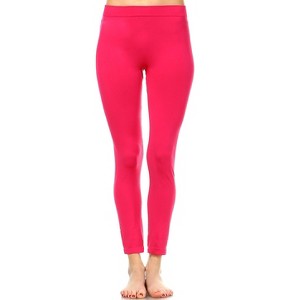 Women's Slim Fit Solid Leggings - One Size Fits Most - White Mark - 1 of 3