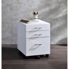 Gulches Nightstand, 22 Inch High in White, Equipped with 3 Drawers and Mobile Casters - 2 of 4
