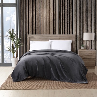 Eddie Bauer Ultra Soft Plush Solid Flannel - Blanket  Grey- Full/Queen