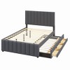 NicBex Twin Upholstered Bed Frame with Linen Headboard,Wood Platform Bed Frame with Trundle and 3 Drawers,No Box Spring Needed,Easy Assembly - 3 of 4