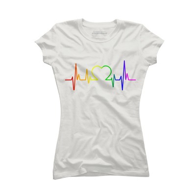 Adult Design By Humans Pride Heartbeat Rainbow By LuckyCharm99 T-Shirt