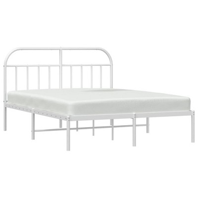 vidaXL White Metal Double Bed Frame with Elegant Design - Sturdy and Durable Steel Construction
