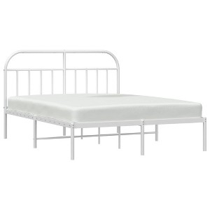 vidaXL White Metal Double Bed Frame with Elegant Design - Sturdy and Durable Steel Construction - 1 of 4