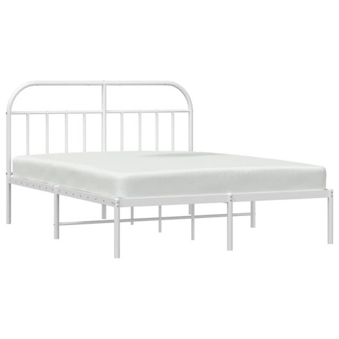 vidaXL White Metal Double Bed Frame with Elegant Design - Sturdy and Durable Steel Construction - image 1 of 4