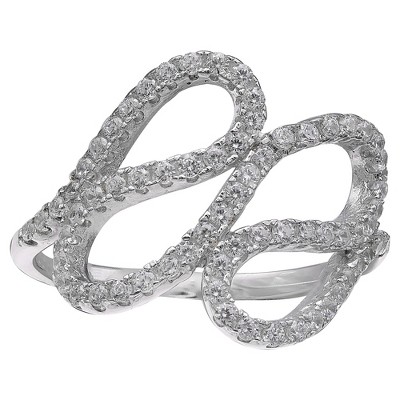 Women's Pave Cubic Zirconia Swirl Ring in Sterling Silver - Clear/Gray (Size 8)