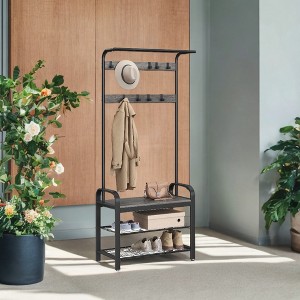 Coat Rack, Hall Tree with Shoe Bench for Entryway, Entryway Bench with Coat Rack, 4-in-1, with 9 Removable Hooks, a Hanging Rod - 1 of 4