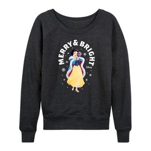 Women's - Disney - Merry And Bright Snow White Lightweight French Terry Wide Neck Long Sleeve Shirt - 1 of 4