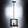 Urban Ambiance Luxury Modern Farmhouse Pendant,  11''H x 11''W,  Matte Black & Rich Walnut Finish, UFS2013 - 3 of 4