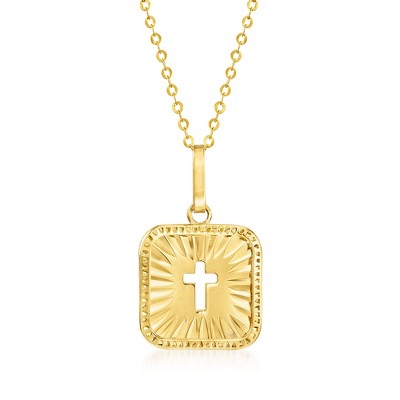 Ross-Simons Italian 18kt Yellow Gold Cross Tag Pendant Necklace