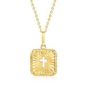 Ross-Simons Italian 18kt Yellow Gold Cross Tag Pendant Necklace - 1 of 3