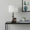 HomeRoots 20" Bronze Mom and Baby Deer Table Lamp With White Drum Shade - 2 of 4