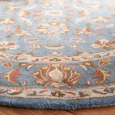 Handmade Blue Wool Rectangular Tufted Area Rug
