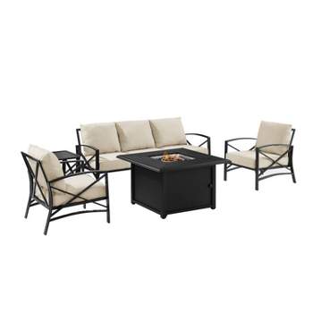 Kaplan 5pc Outdoor Sofa Set with Fire Table - Oatmeal - Crosley