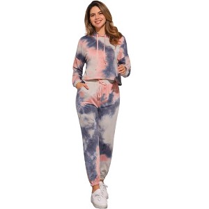 INSPIRE CHIC Women's Tie Dye Pullover Hoodie Drawstring Jogging Sports 2 Pieces Outfit Sweatsuits - 1 of 4