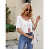 Womens Cropped Cardigan Tie Front Short Sleeve V Neck Tops Ribbed Knit Sweater Cardigan Open Front Cardigan Tie Front Soft Tops,White - 2XL - 3 of 4
