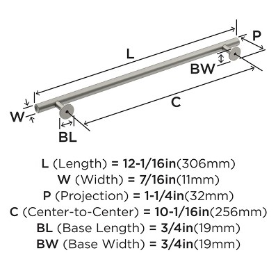 Satin Nickel 12-Inch Modern Cabinet Bar Pull