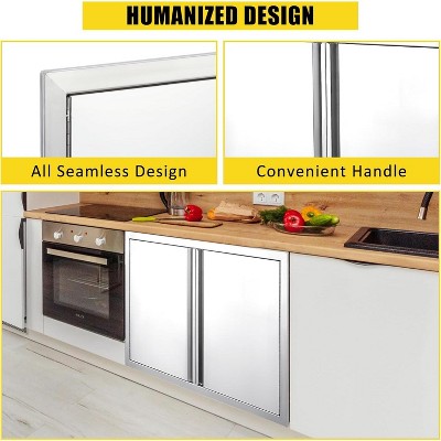 36" x 24" Silver Stainless Steel Double Door Outdoor Kitchen Cabinet