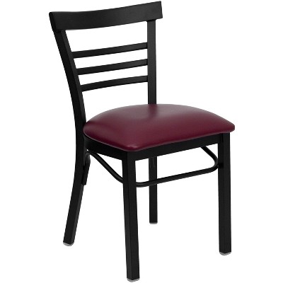 Flash Furniture Black Three-Slat Ladder Back Metal Restaurant Chair