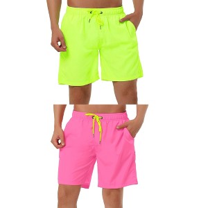 Lars Amadeus Men's Solid Color Elastic Waist Surfing Beach Board Shorts 2 Packs - 1 of 4