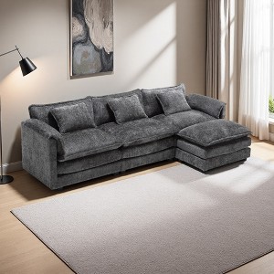 112" Modern L-Shaped Sectional Sofa with Movable Pedals & Detachable Armrests - 1 of 4