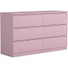 Modern PINK 6-Drawer Double Dresser Roomy Storage Chest for Closet Bedroom Living Room - 2 of 4