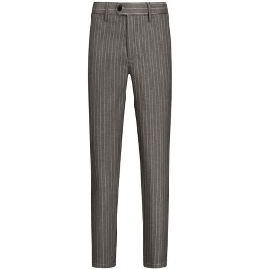 Lars Amadeus Men's Striped Slim Fit Business Flat Front Printed Pants - 1 of 4