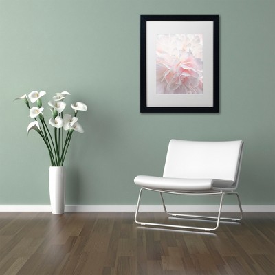 Pink Peony Petals Framed Canvas Art with White Matte