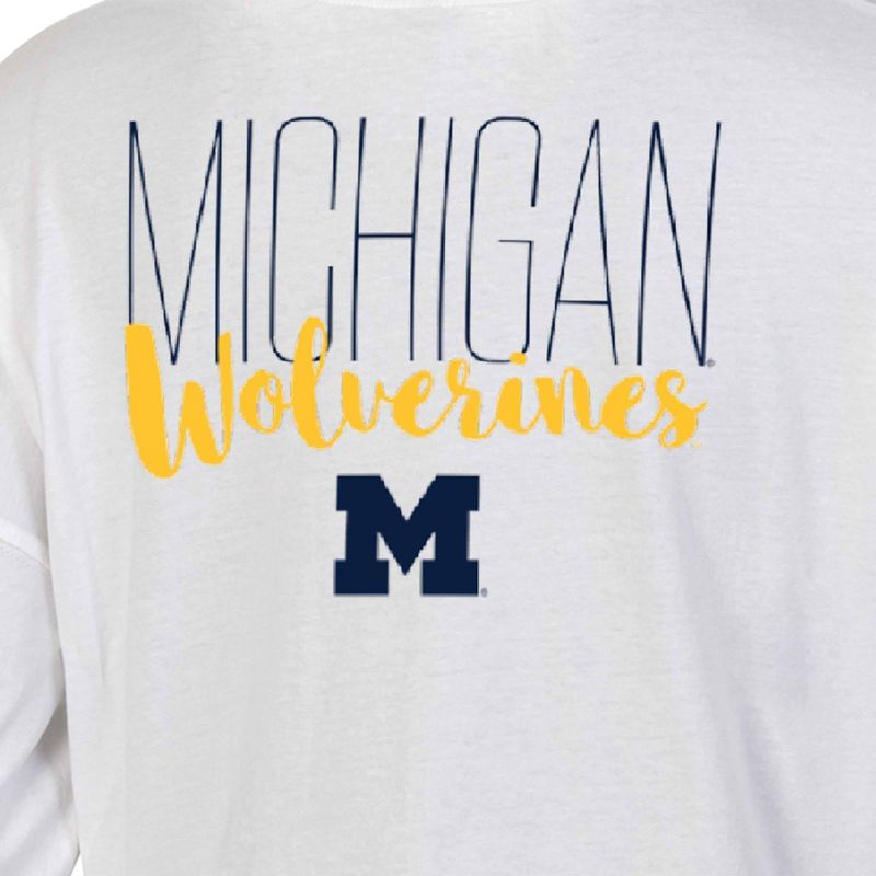 NCAA Michigan Wolverines Women&#39;s White Long Sleeve T-Shirt, 3 of 4