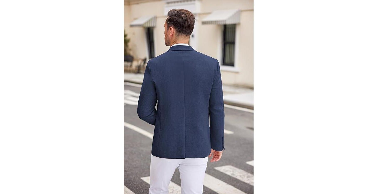 Мужской пиджак COOFANDY Casual Blazer Two Button Sport Coats Lightweight Printed Lining Suit Jacket Purple, цвет: Фиолетовый — фото 5