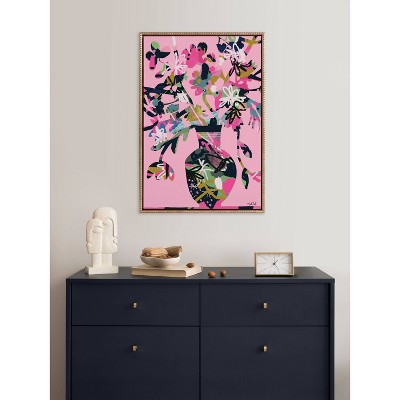 Gold Framed Colorful Floral Vase Canvas Print, 23" x 33"