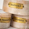 Text Pillar Holder Brown 2.25"H Wood Set of 3 - 2 of 3