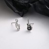 Asymmetric Guitar Earrings - Cubic Zirconia Music Note & Treble Clef Studs, Sweet Dainty Jewelry - 3 of 4