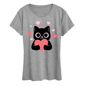 Women's - Instant Message - Cat With Hearts Short Sleeve Graphic T-Shirt - 1 of 4