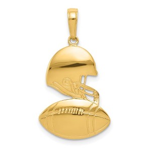 Black Bow Jewelry 14k Yellow Gold Football and Helmet Pendant - 1 of 4