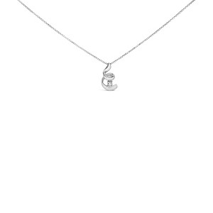 10K White Gold 1/10 Cttw Diamond Solitaire Spiral Pendant Necklace - 1 of 4