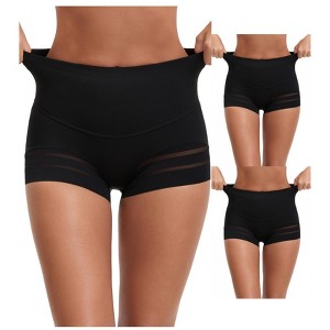 INSPIRE CHIC 3 Packs Women's High Waisted Invisible Tummy Control Stripe Mesh Shapewear Panties - 1 of 4