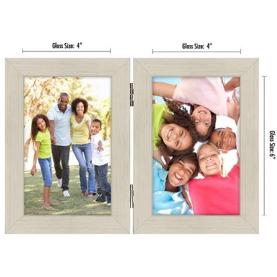 Americanflat 4x6 Inch Hinged Picture Frame with Glass Front - Displays 2 4x6 Inch Pictures, Stands Vertically on Desktop or Table Top , Light Wood