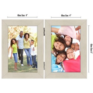 Americanflat 4x6 Inch Hinged Picture Frame with Glass Front - Displays 2 4x6 Inch Pictures, Stands Vertically on Desktop or Table Top , Light Wood - 1 of 4