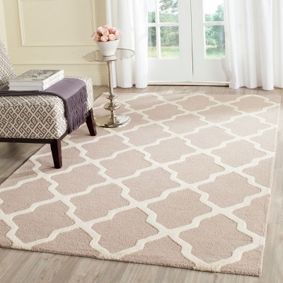 Beige and Ivory Hand-Tufted Wool Area Rug, 5' x 8'