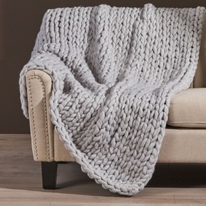 NicBex 50x60 Inch Woven Throw Blanket Fuzzy Cozy Blanket for Bed Bench Sofa Armchair,Silver - 1 of 4