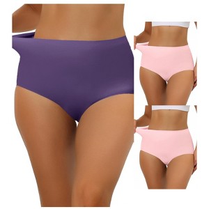 Allegra K Women's Elastic High-Waisted Unlined Breathable No-Show Hipster Underwear 3 Packs - 1 of 4