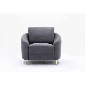 Acme Furniture 39" Yuina Accent Chair Gray Linen: Tufted, No Assembly, Wood Composite Frame - 1 of 4