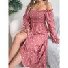 Coolmee Women's Fall Dresses Crew Neck Long Sleeve Dot Tiered Flowy A Line Casual Boho Party Maxi Dress - 2 of 4
