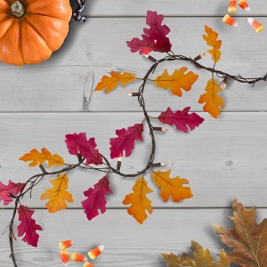 Northlight Pre-Lit Autumn Leaves Fall Harvest Garland - 8.75' x 4" - Clear Lights - 1 of 3