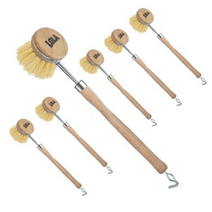 Lola Products -The Original - Tampico Vegetable & Dish Brush, Sustainable Wood Ergonomic Handle w/Tampico Fiber Bristles, Made in Germany, 6 Pack - 1 of 4