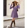 Long Sleeve V-Neck Sweater Dress 2025, Women's Empire Waist Babydoll Fall Dress with Pockets Purple - 4 of 4