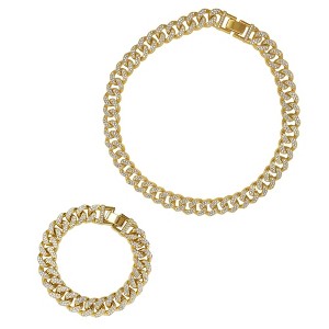 Adornia Gold 2-Piece Crystal Curb Chain Set : Target