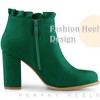 Perphy Women's Ruffle Round Toe Zippered Chunky High Heel Ankle Boots - 4 of 4