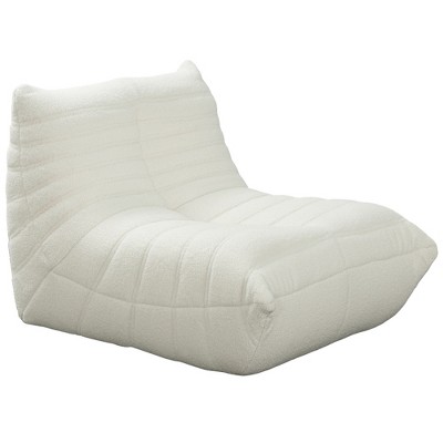 HOMCOM Floor Couch with Back Support, Teddy Fleece Sofa Chair with Channel Tufting, Meditation Chair for Living Room, Bedroom
